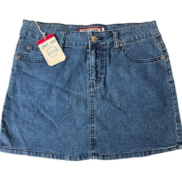 Street Jeans Girls Blue Jean Skirt Large Bling Pockets Stretch 28 x 13.5 USA - Picture 11 of 11
